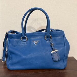 Prada Vitello Leather 2way Blue Shoulder tote bag